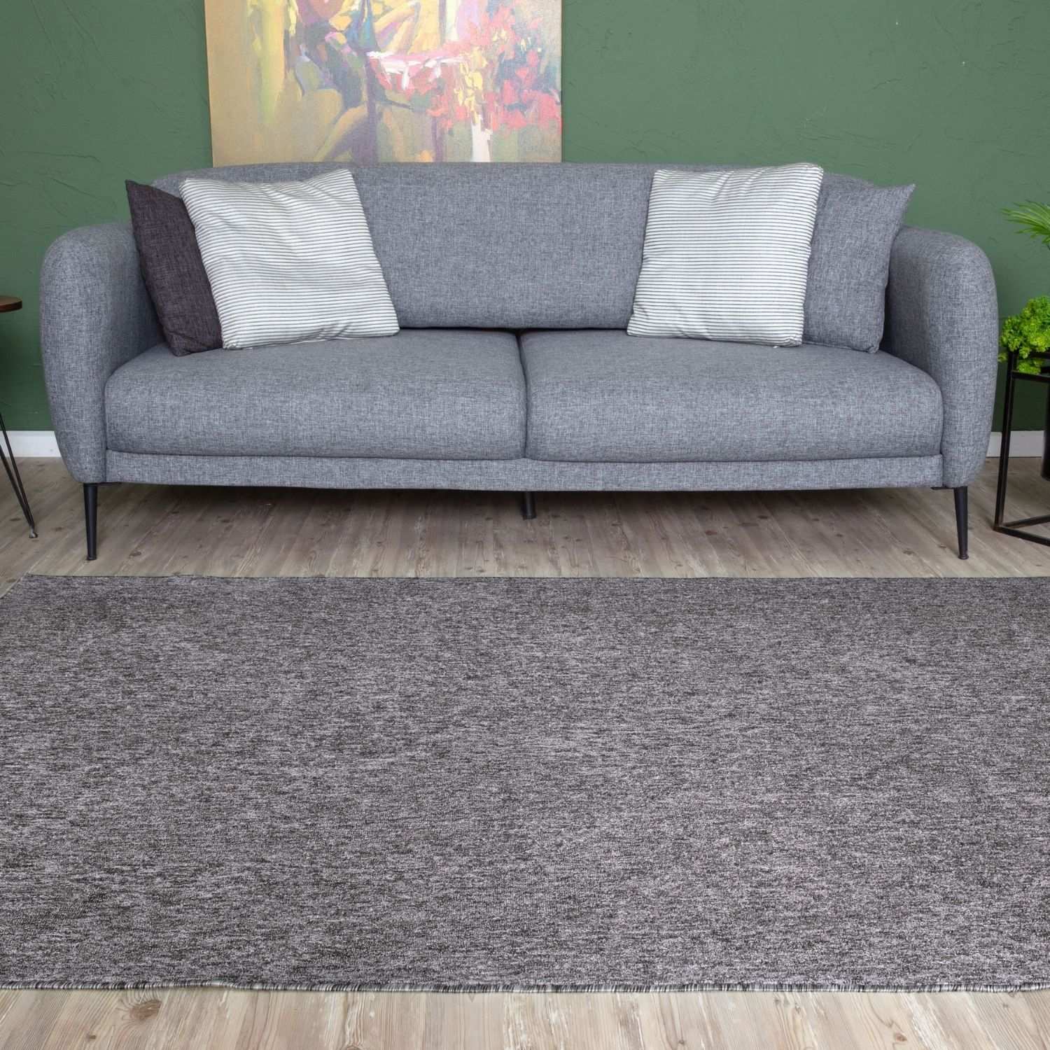 Flex Grey Low Pile Solid Rug - Bargainia.com - 