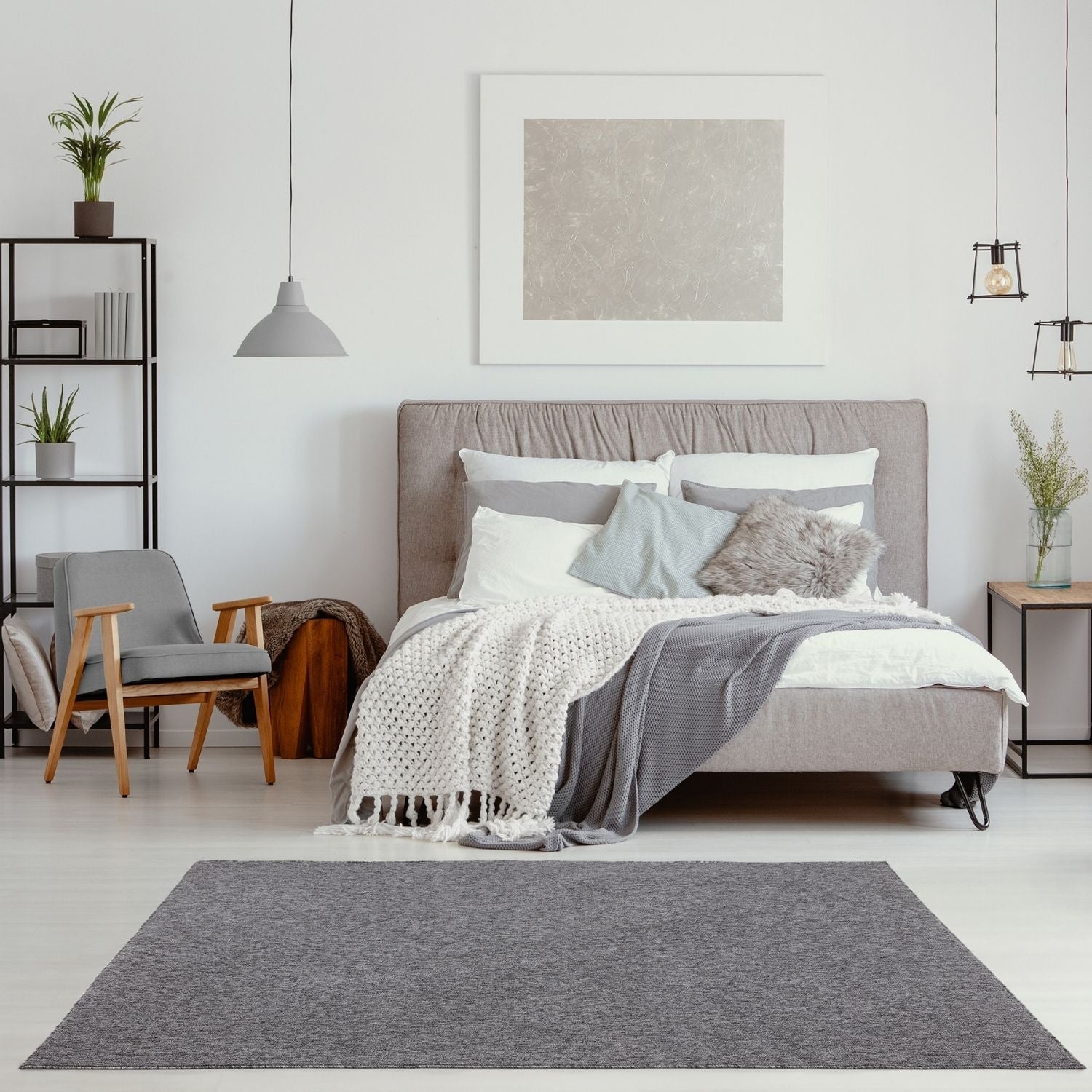 Flex Grey Low Pile Solid Rug - Bargainia.com - 
