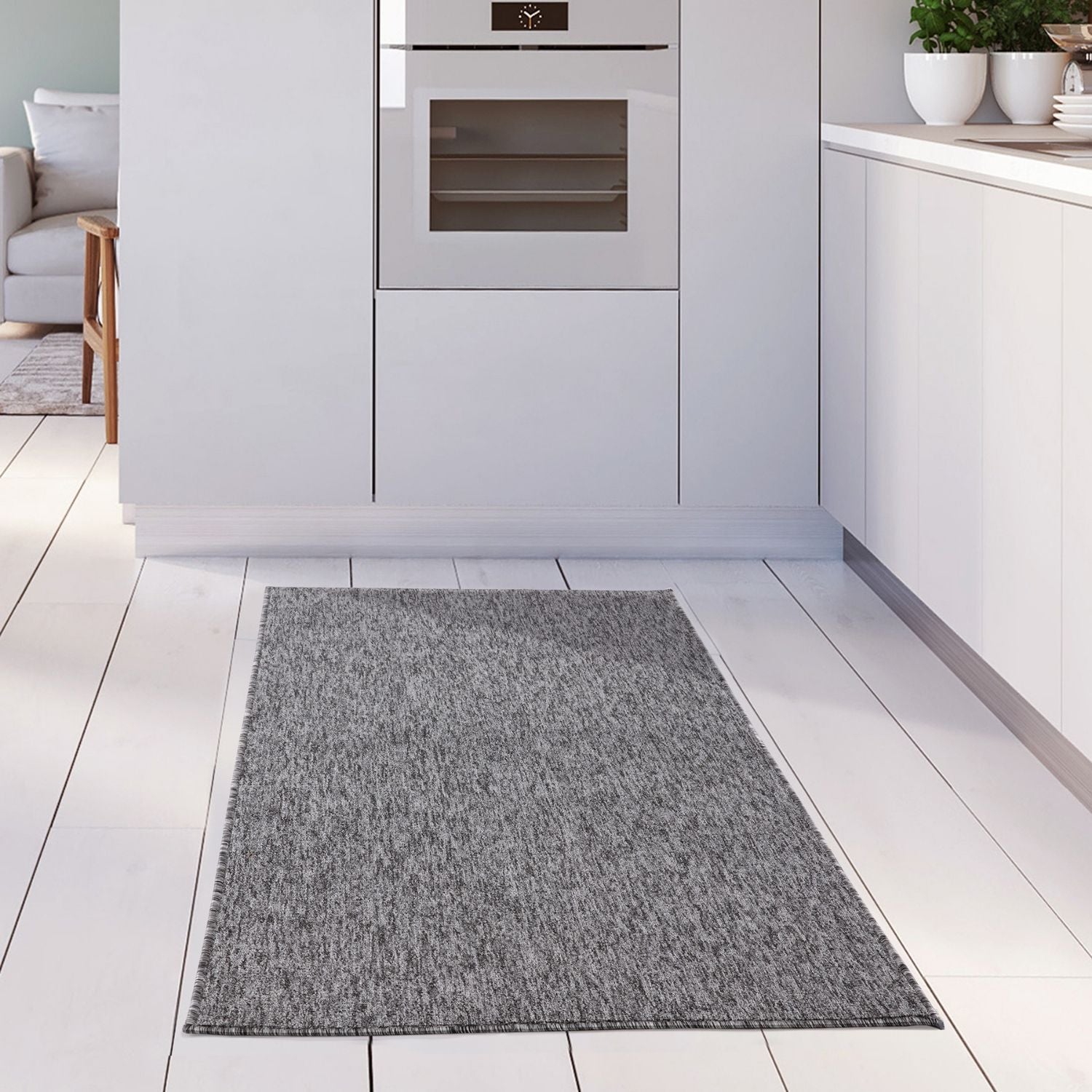 Flex Grey Low Pile Solid Rug - Bargainia.com - 