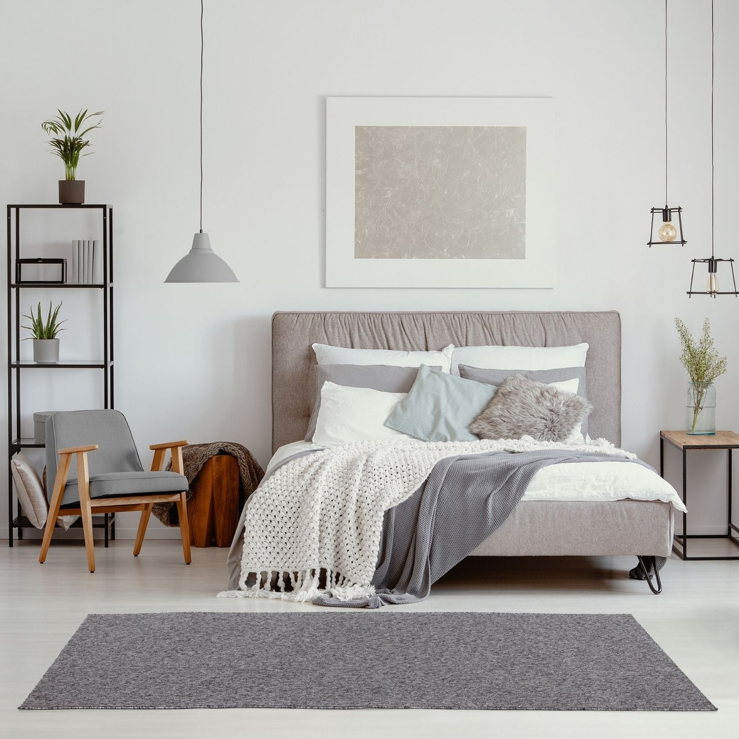 Flex Grey Low Pile Solid Rug - Bargainia.com - 