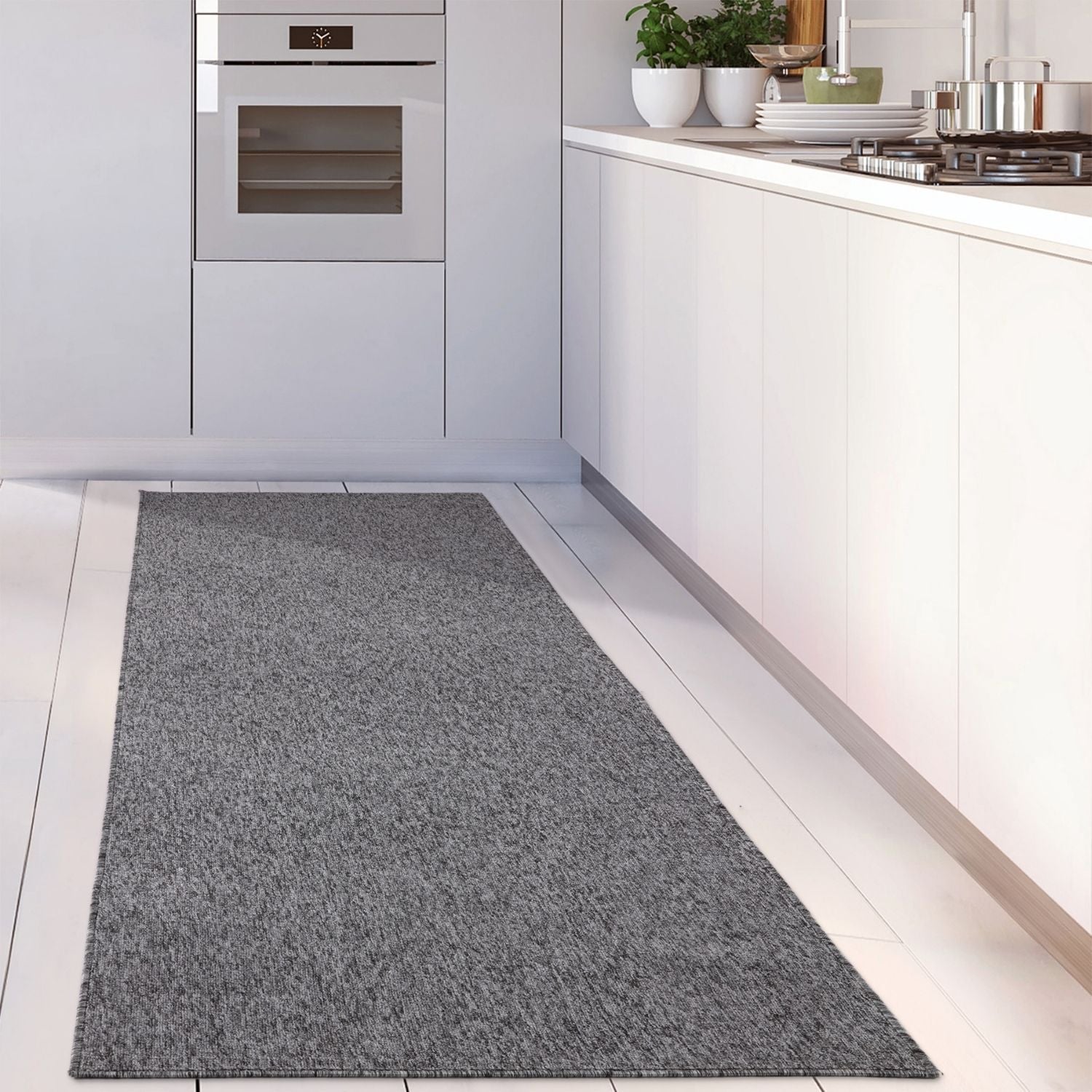 Flex Grey Low Pile Solid Rug - Bargainia.com - 