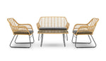 Florence Wicker PE Rattan Garden Outdoor Sofa, Table & Chairs 4 Piece Set - Bargainia.com - 