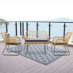 Florence Wicker PE Rattan Garden Outdoor Sofa, Table & Chairs 4 Piece Set - Bargainia.com - 