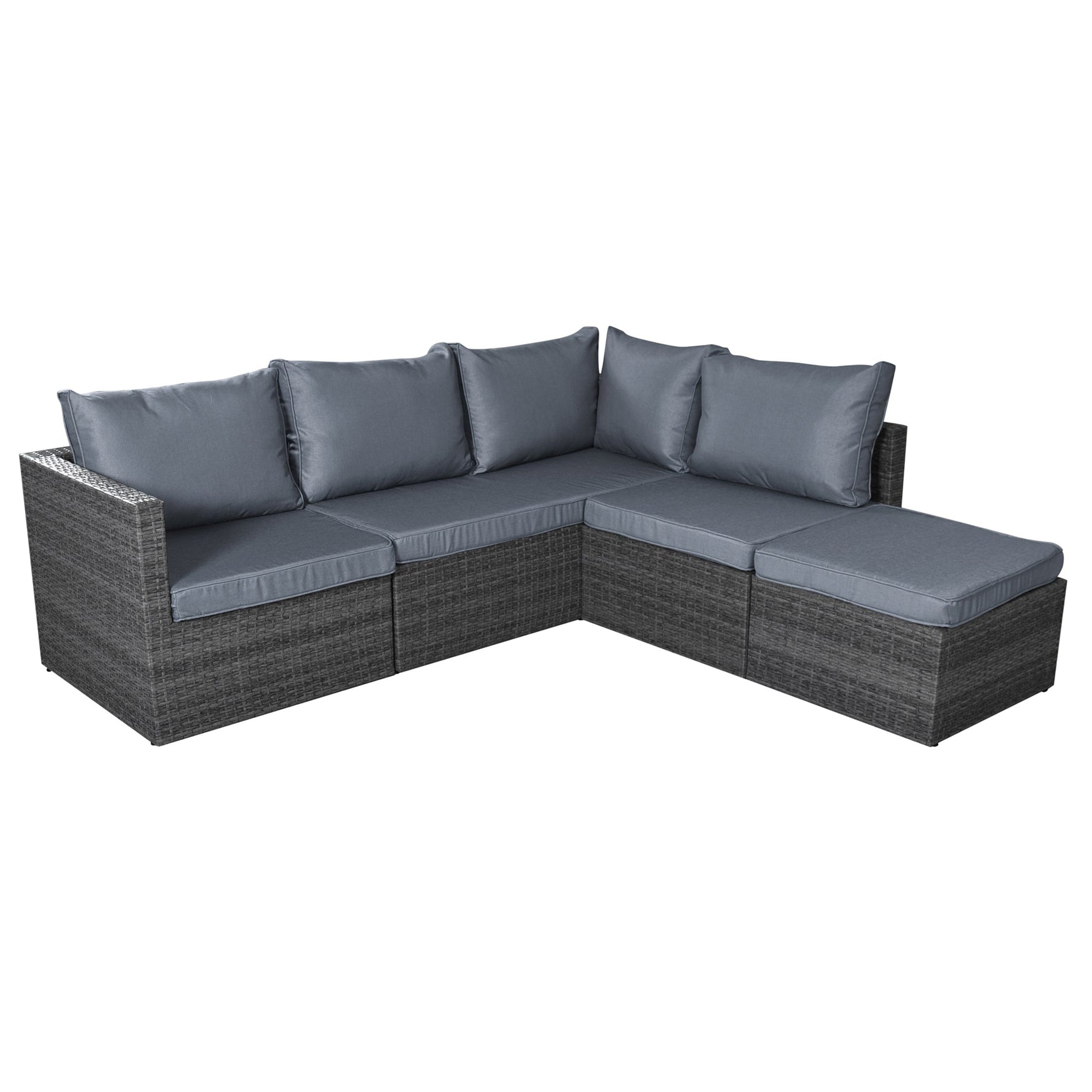 Forli 6 Seater Rattan Corner Sofa & Footstool Modular Garden Furniture Set With Rain Cover - Bargainia.com - 