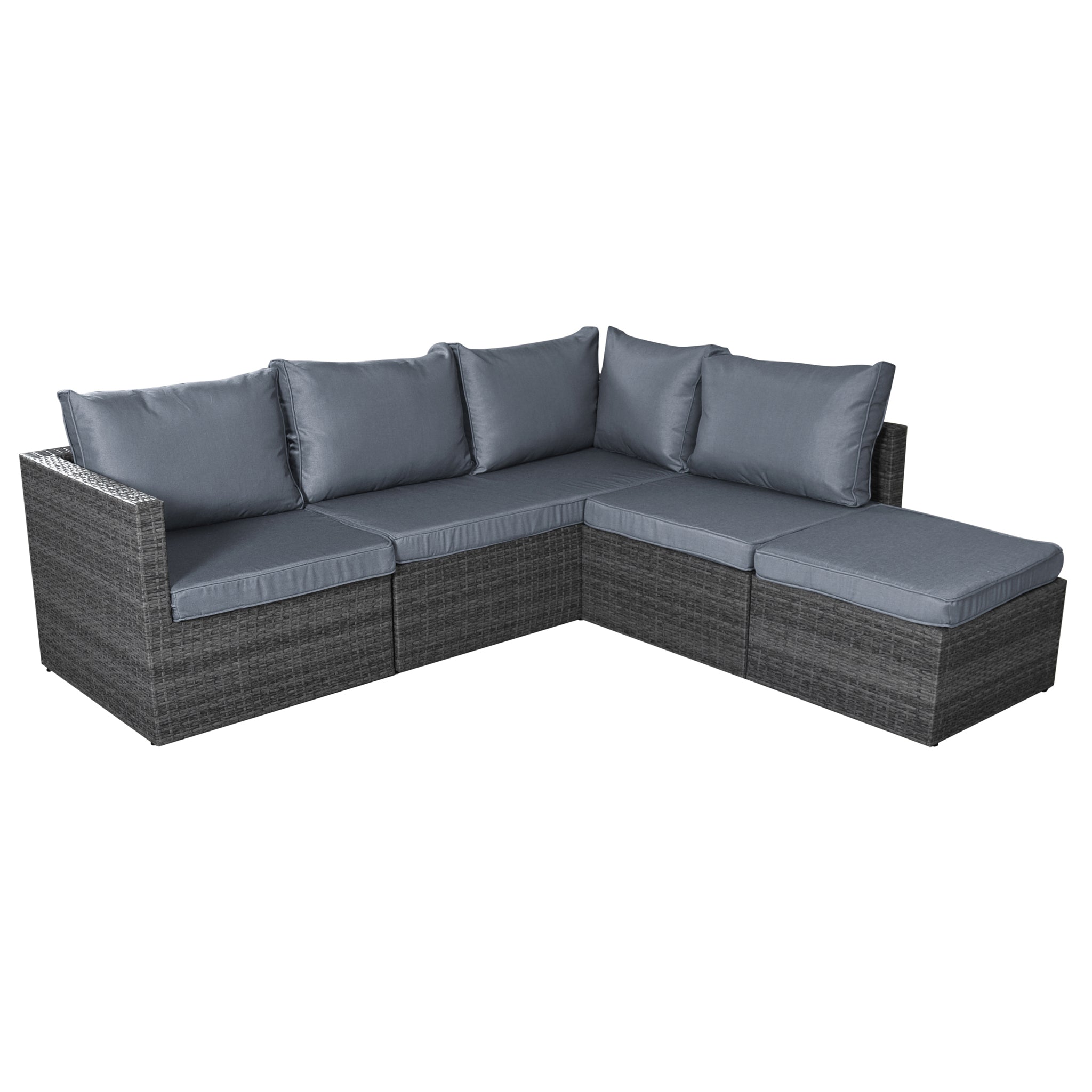 Forli 6 Seater Rattan Corner Sofa & Footstool Modular Garden Furniture Set With Rain Cover Clearance