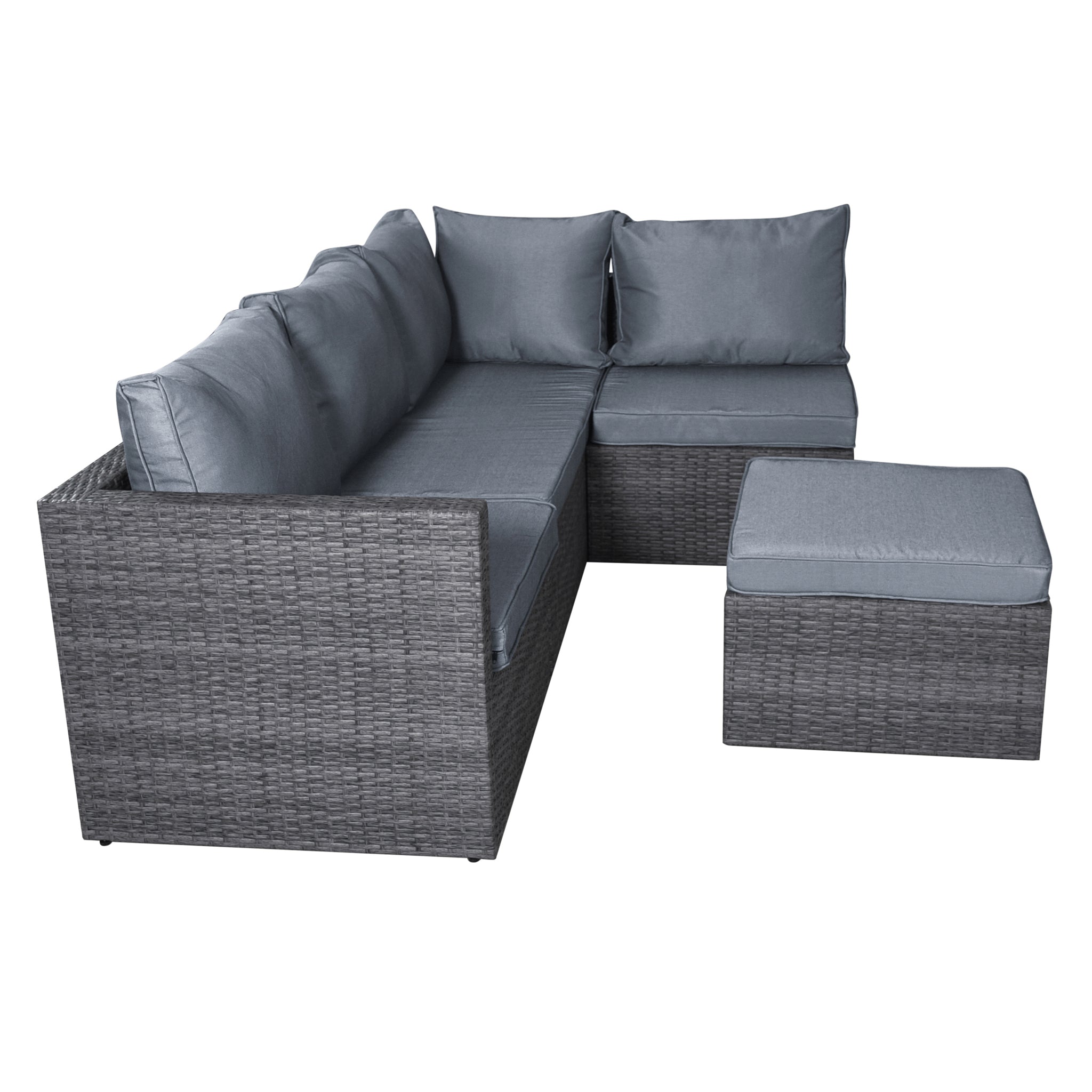 Forli 6 Seater Rattan Corner Sofa & Footstool Modular Garden Furniture Set With Rain Cover Clearance