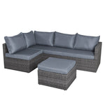 Forli 6 Seater Rattan Corner Sofa & Footstool Modular Garden Furniture Set With Rain Cover - Bargainia.com - 