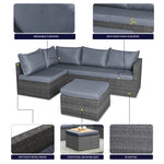 Forli 6 Seater Rattan Corner Sofa & Footstool Modular Garden Furniture Set With Rain Cover - Bargainia.com - 