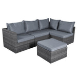 Forli 6 Seater Rattan Corner Sofa & Footstool Modular Garden Furniture Set With Rain Cover - Bargainia.com - 