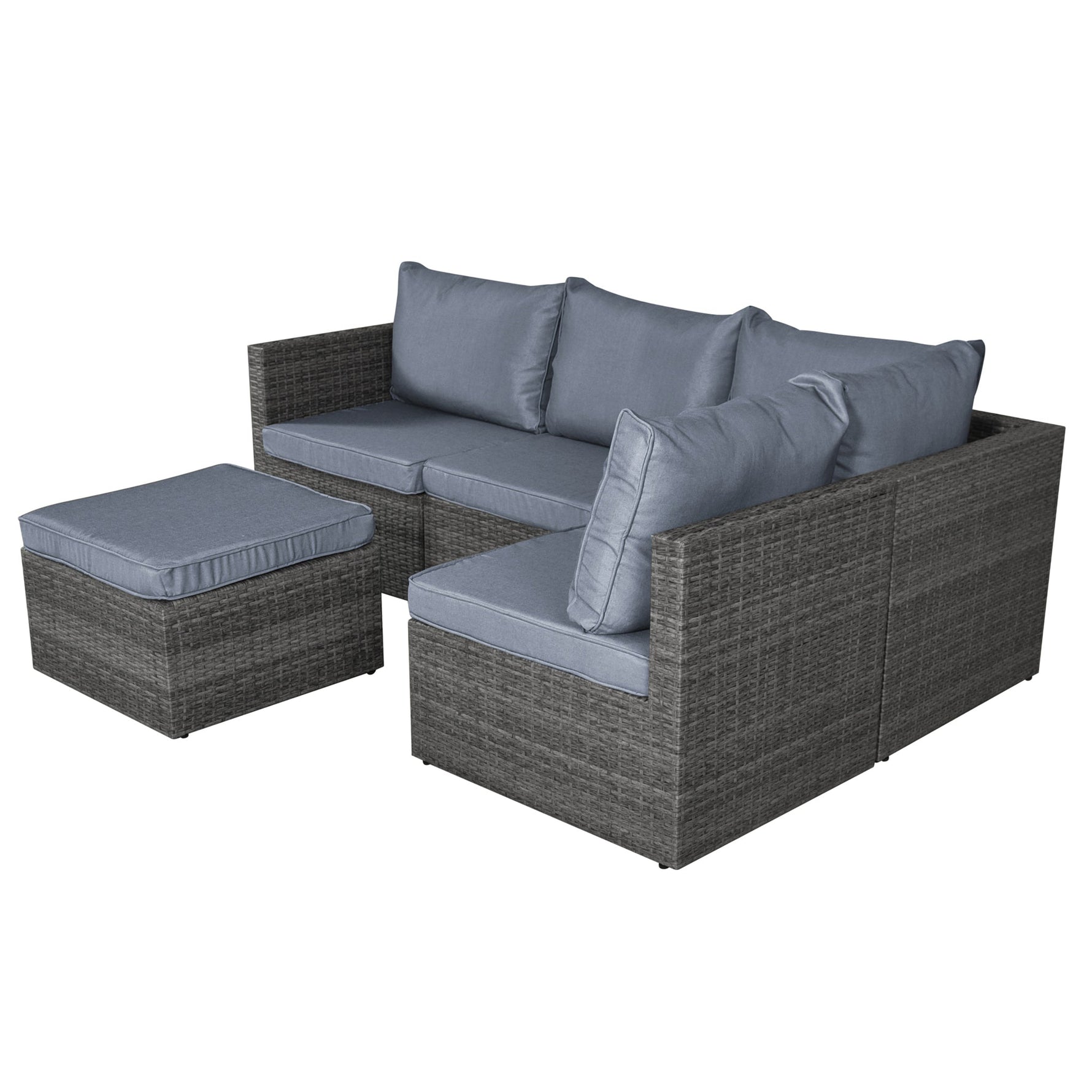 Forli 6 Seater Rattan Corner Sofa & Footstool Modular Garden Furniture Set With Rain Cover - Bargainia.com - 
