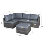 Forli 6 Seater Rattan Corner Sofa & Footstool Modular Garden Furniture Set With Rain Cover - Bargainia.com - 