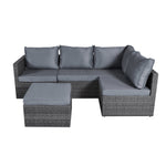 Forli 6 Seater Rattan Corner Sofa & Footstool Modular Garden Furniture Set With Rain Cover - Bargainia.com - 