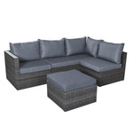 Forli 6 Seater Rattan Corner Sofa & Footstool Modular Garden Furniture Set With Rain Cover - Bargainia.com - 