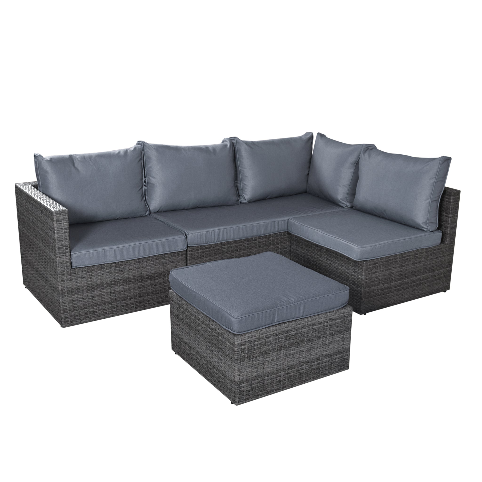 Forli 6 Seater Rattan Corner Sofa & Footstool Modular Garden Furniture Set With Rain Cover Clearance