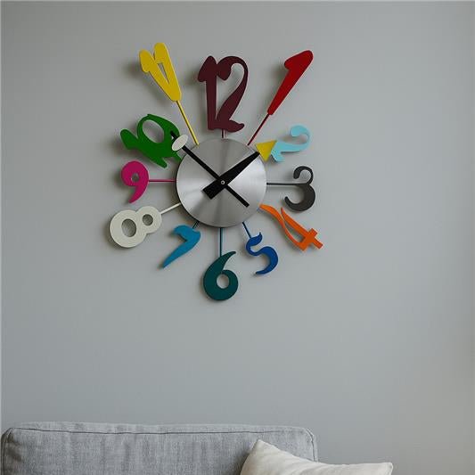 Franci Multi Colour Funky Numbers Wall Clock - Bargainia.com - 5018705779331