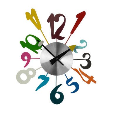 Franci Multi Colour Funky Numbers Wall Clock - Bargainia.com - 5018705779331