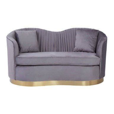 Franza Grey 2 Seat Pleated Velvet Sofa - Bargainia.com - 