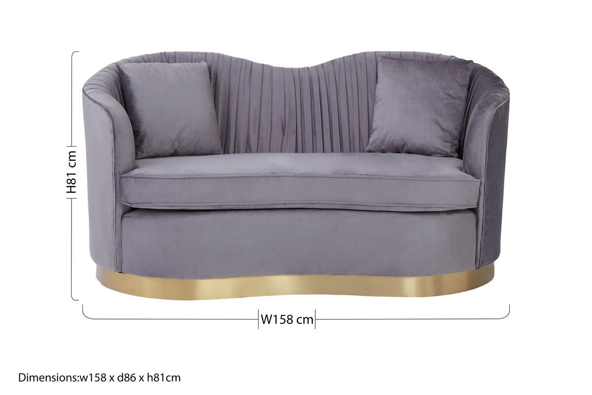 Franza Grey 2 Seat Pleated Velvet Sofa - Bargainia.com - 