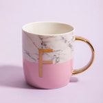 Frosted Deco Marble Effect and Pink Monogram Mug, F - Bargainia.com - 5018705470542