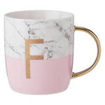 Frosted Deco Marble Effect and Pink Monogram Mug, F - Bargainia.com - 5018705470542
