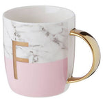 Frosted Deco Marble Effect and Pink Monogram Mug, F - Bargainia.com - 5018705470542
