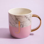 Frosted Deco Marble Effect and Pink Monogram Mug, J - Bargainia.com - 5018705470573