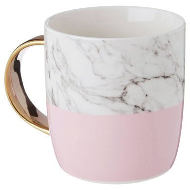 Frosted Deco Marble Effect and Pink Monogram Mug, J - Bargainia.com - 5018705470573