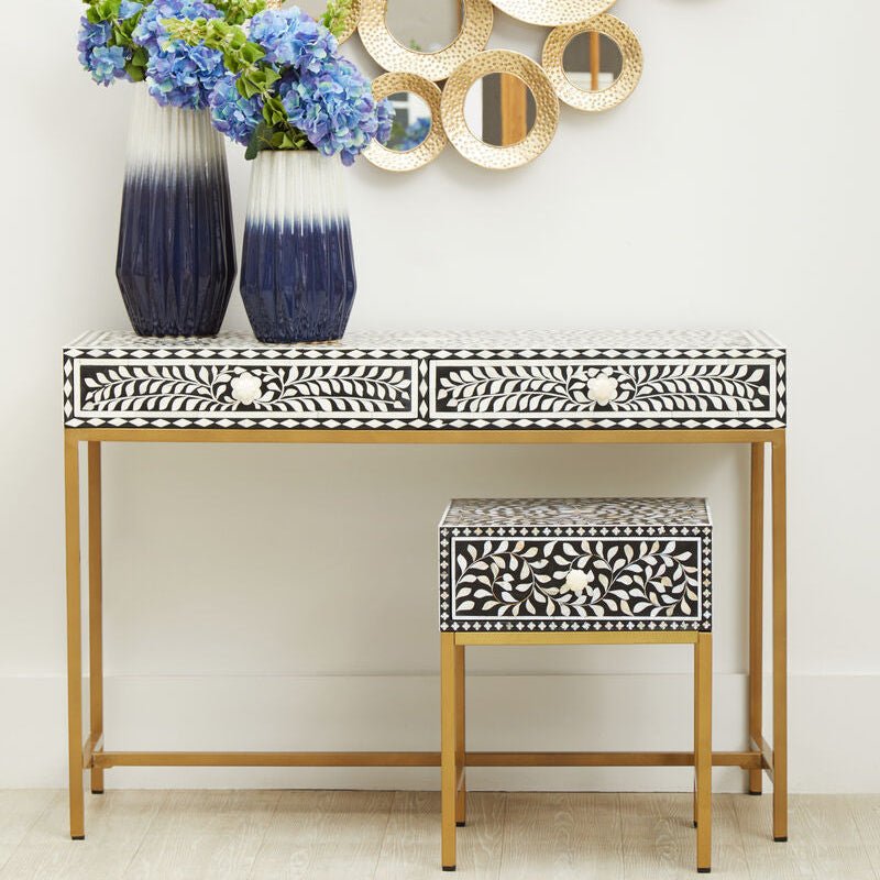 Fusion 1 Drawer Side Table with Bone Inlay - Bargainia.com - 5018705976860