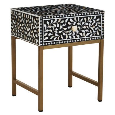 Fusion 1 Drawer Side Table with Bone Inlay - Bargainia.com - 5018705976860