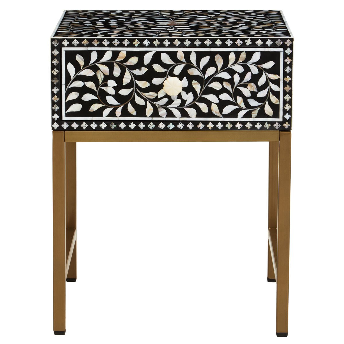 Fusion 1 Drawer Side Table with Bone Inlay - Bargainia.com - 5018705976860