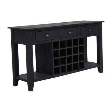 Fusion Black Mango Wood Console Table with Wine Storage - Bargainia.com - 5018705948430