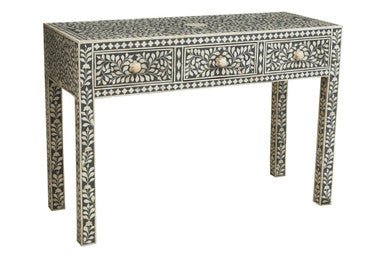 Fusion Bone Inlay Desk with 3 Drawers - Bargainia.com - 5018705976853