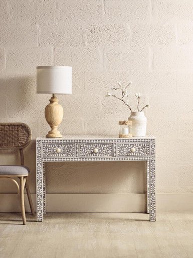 Fusion Bone Inlay Desk with 3 Drawers - Bargainia.com - 5018705976853