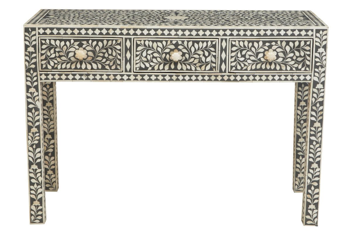 Fusion Bone Inlay Desk with 3 Drawers - Bargainia.com - 5018705976853