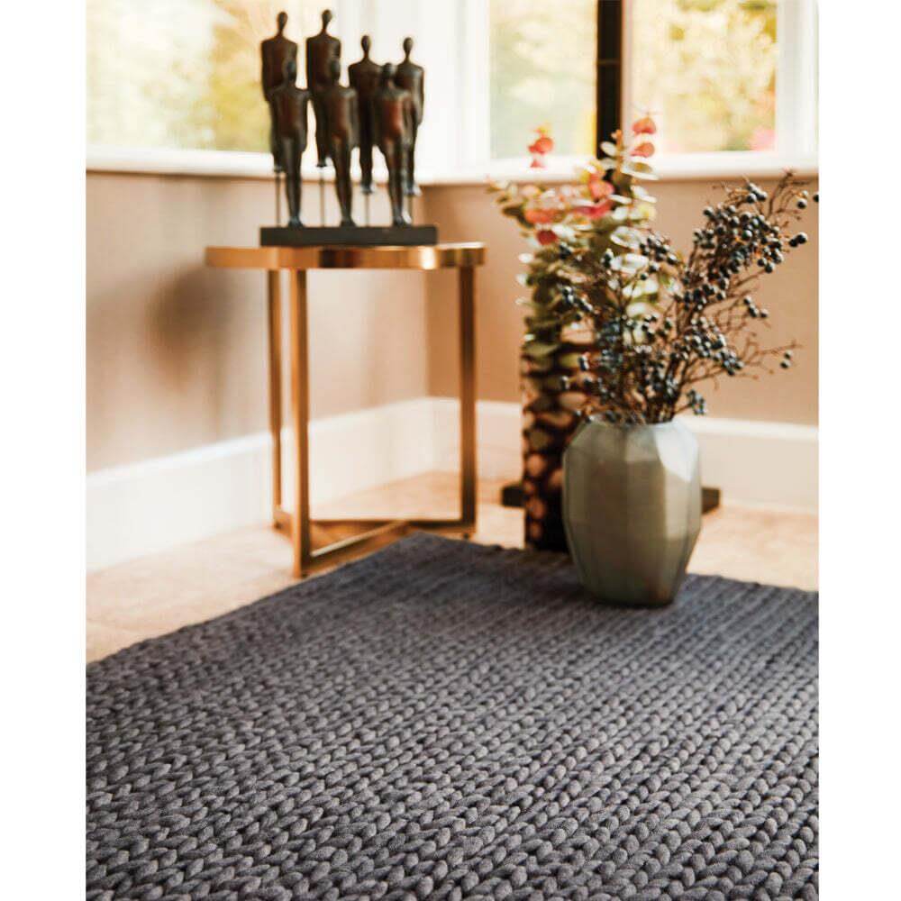 Fusion Dark Grey Braided Wool Rug - Bargainia.com - 5026134532366 - FUSION_FOSSIL_080X150