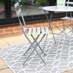 Garden Bistro Set Light Grey Metal 3 Pieces - Manarola - Bargainia.com - 