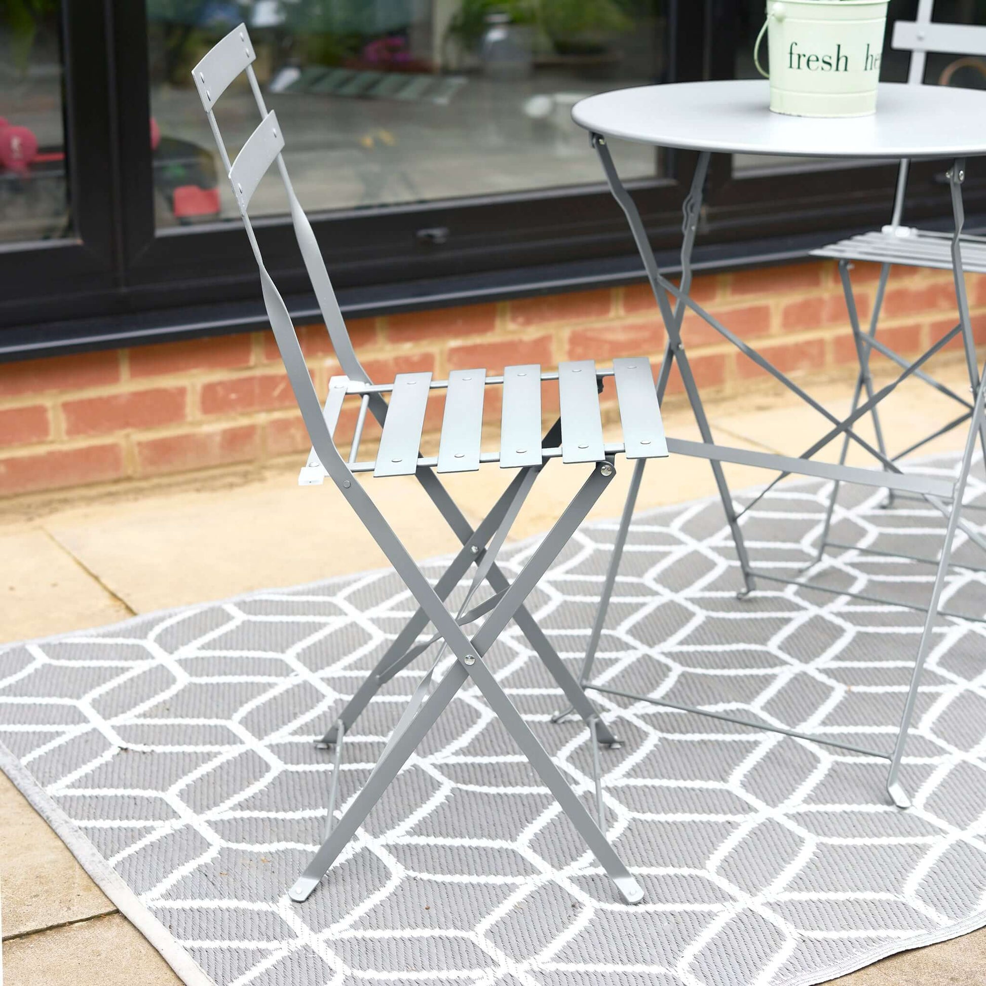 Garden Bistro Set Light Grey Metal 3 Pieces - Manarola Clearance