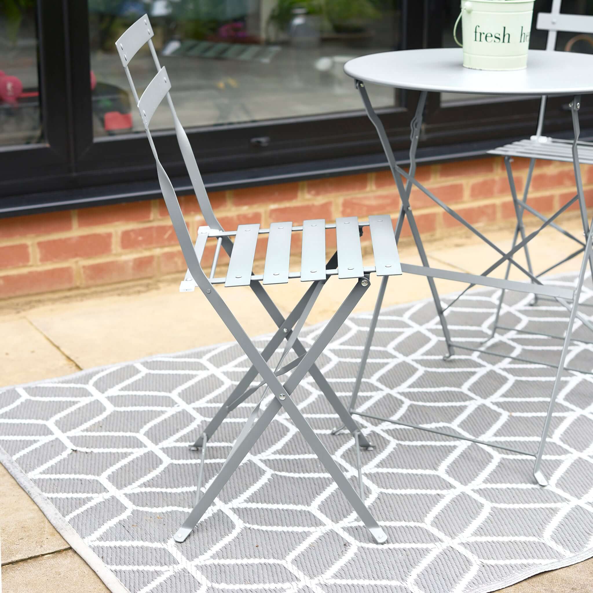 Garden Bistro Set Light Grey Metal 3 Pieces - Manarola Clearance