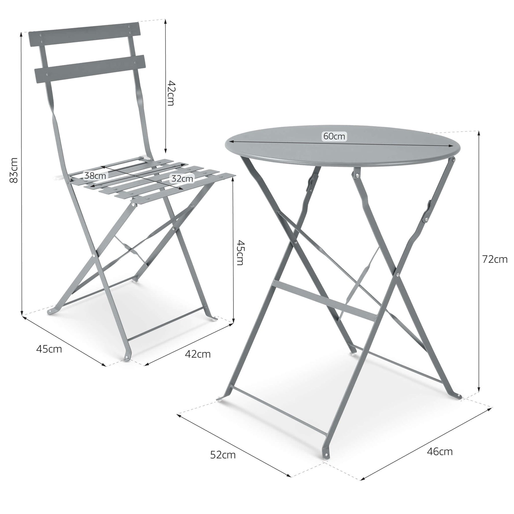 Garden Bistro Set Light Grey Metal 3 Pieces - Manarola - Bargainia.com - 
