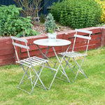 Garden Bistro Set Light Grey Metal 3 Pieces - Manarola - Bargainia.com - 