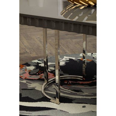 Genoa Grey Gloss Finish Oval Dining Table - Bargainia.com - 5018705952819