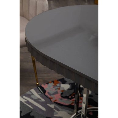 Genoa Grey Gloss Finish Oval Dining Table - Bargainia.com - 5018705952819
