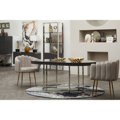 Genoa Grey Gloss Finish Oval Dining Table - Bargainia.com - 5018705952819