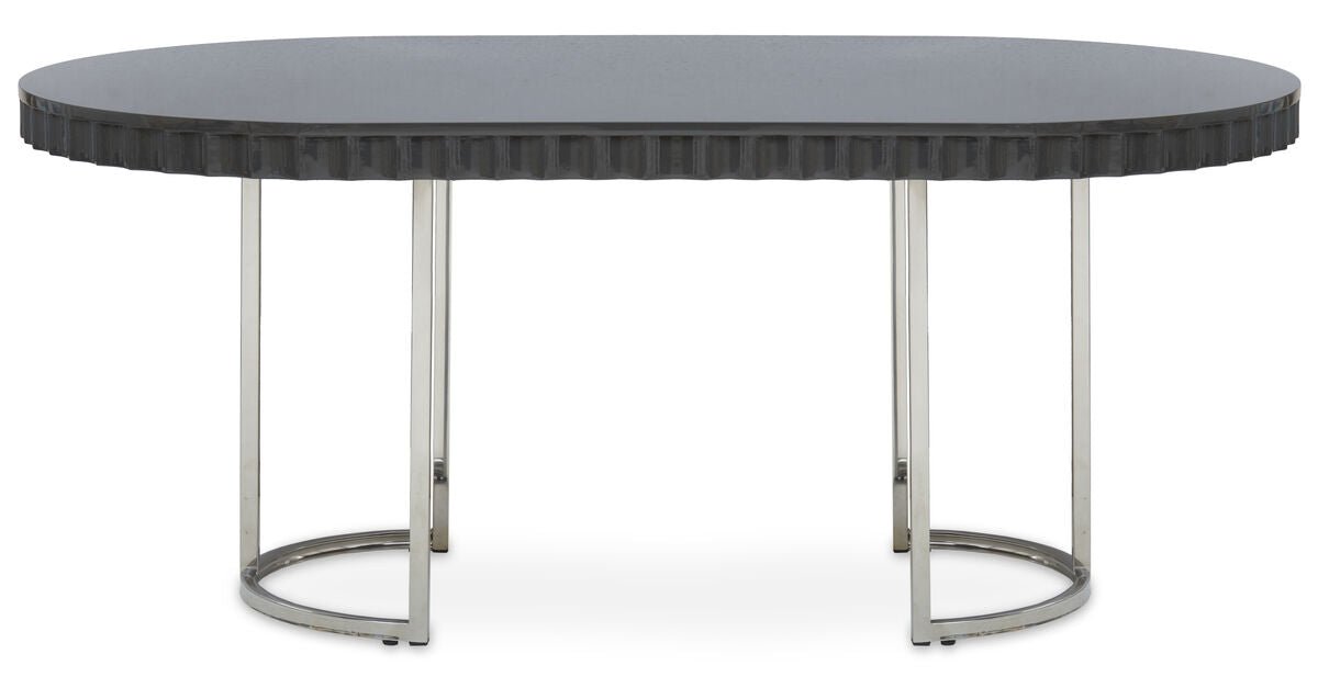 Genoa Grey Gloss Finish Oval Dining Table - Bargainia.com - 5018705952819