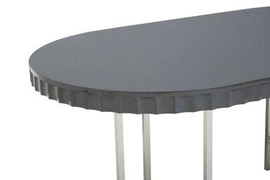 Genoa Grey Gloss Finish Oval Dining Table - Bargainia.com - 5018705952819