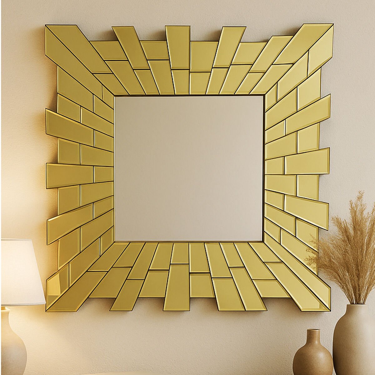 Glitzy Small Square Wall Mirror - Bargainia.com - 5018705469348