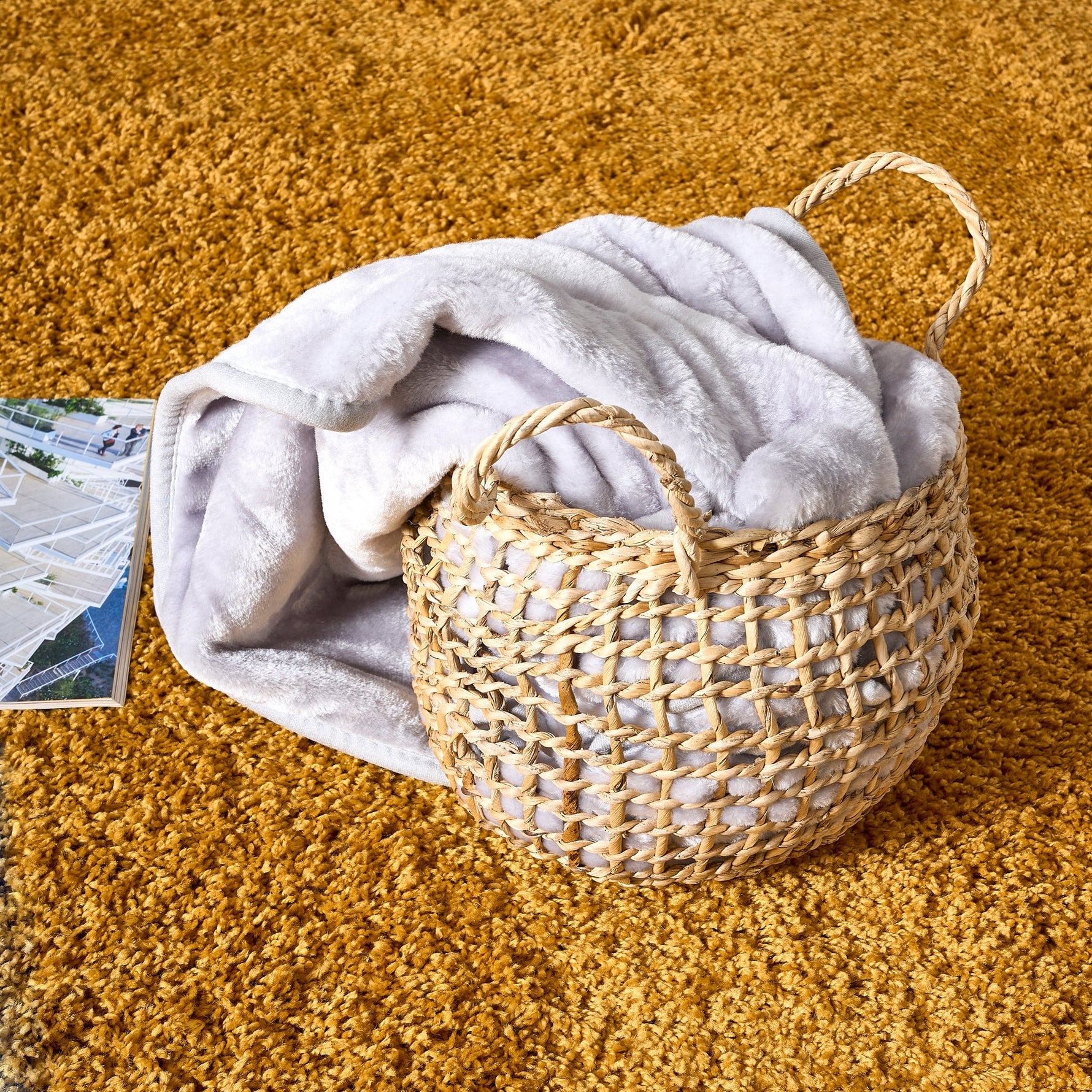 Golden Ochre Thick Shaggy Rug - California - Bargainia.com - 