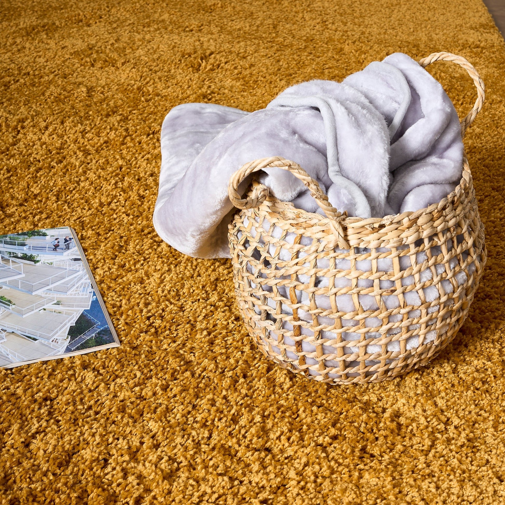 Golden Ochre Thick Shaggy Rug - California Rug Masters