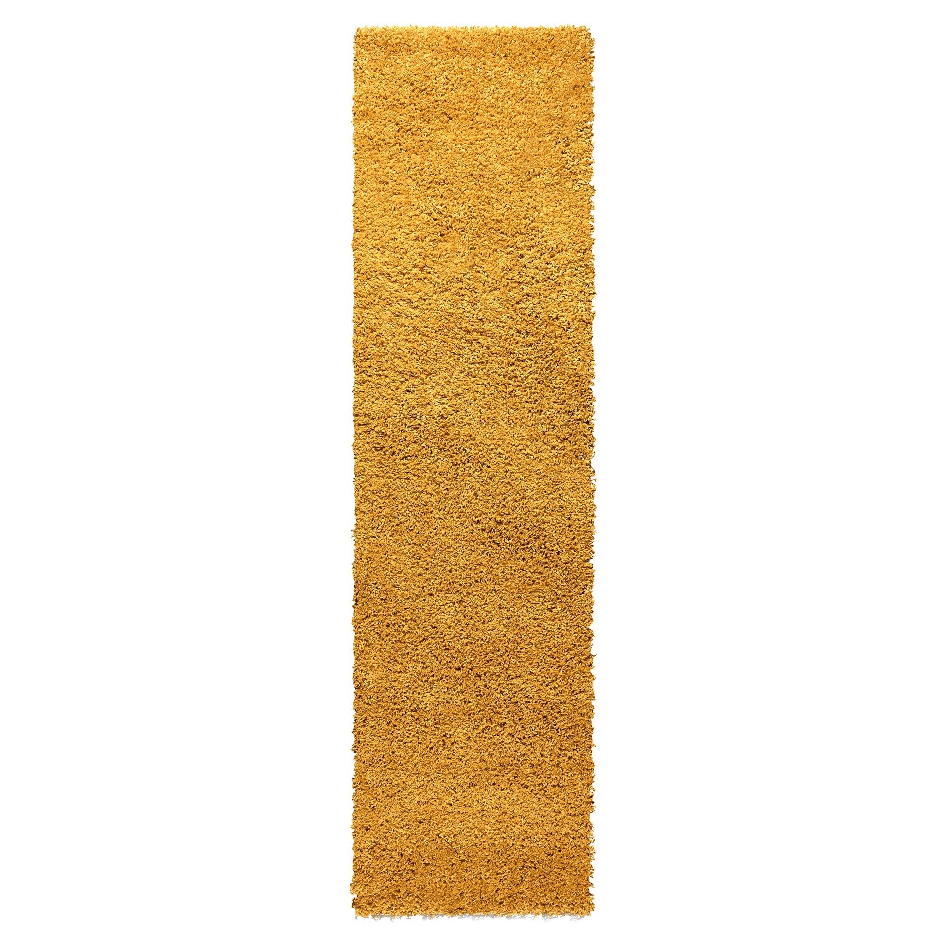 Golden Ochre Thick Shaggy Rug - California Rug Masters 60x230cm (2'x7'8")