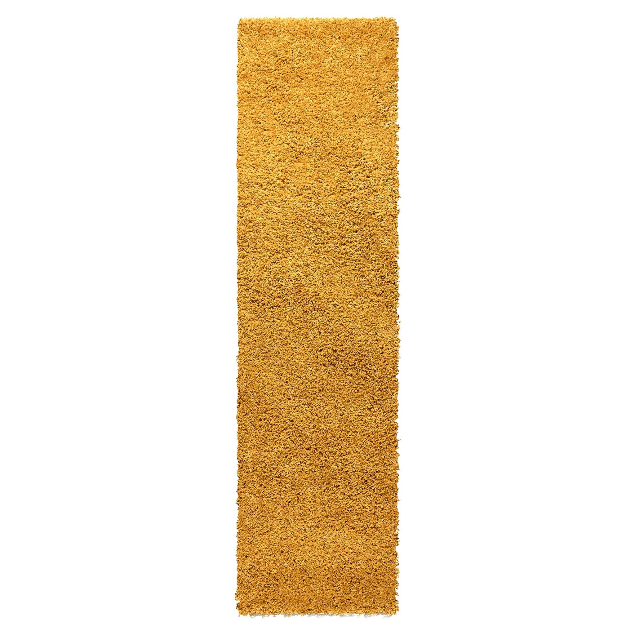 Golden Ochre Thick Shaggy Rug - California Rug Masters 60x230cm (2'x7'8")